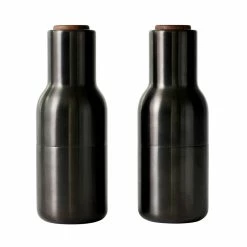 New π MENU Bottle Grinder, 2 Pcs, Bronzed Brass - Walnut π