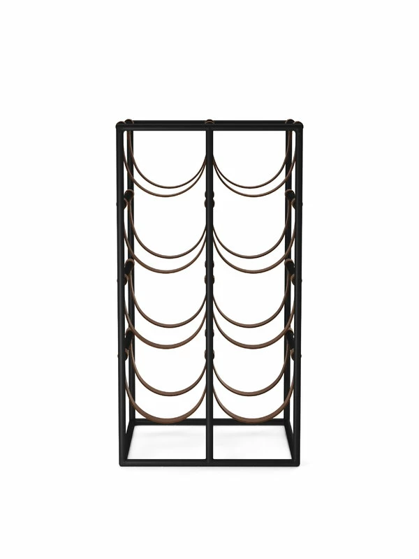 Umanoff wine rack, black - cognac Discount ❤️ MENU Umanoff Wine Rack, Black - Cognac ✔️ -Alessi shop 4652539 Umanoff Wine Rack Black Cognac Leather Back