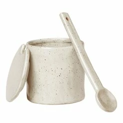 Deals β€οΈ Ferm LIVING Flow Jam Jar With Spoon, Off - White Speckle π₯